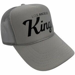 NEW VINTAGE STYLE LOS ANGELES KINGS SPORTS SCRIPT 
GRAY TRUCKER HAT CAP ADULT